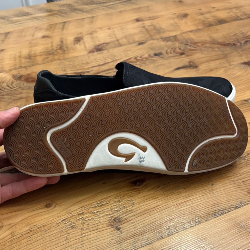 OluKai Black and White Men's Slip-On Loafers - Picture 5 of 9